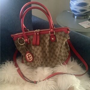 Gucci Sukey 2 way 247902 GG canvas satchel shoulder bag authentic